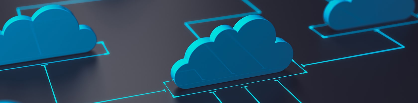 Abbildung der Cloud-Struktur mit blauen Wolken