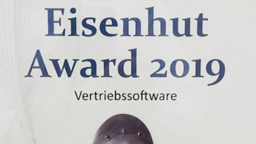 Das Foto zeigt die Urkunde des Eisenhut Award 2019