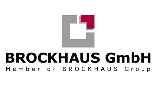Das Logo zeigt den BROCKHAUS GmbH Schriftzug in schwarzen Lettern mit dem Zusatz Member of BROCKHAUS Group