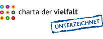 Das Logo der Charta der Vielfalt zeigt neun bunte Kreise, die in einem Quadrat angeordnet sind sowie den Schriftzug Charta der Vielfalt