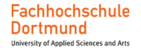 Das Logo der Fachhochschule Dortmund in orangenen Lettern