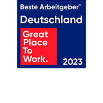 Das Great Place to Work Siegel mit dem Schriftzug Beste Arbeitgeber Deutschlands und dem Jahr der Auszeichnung.